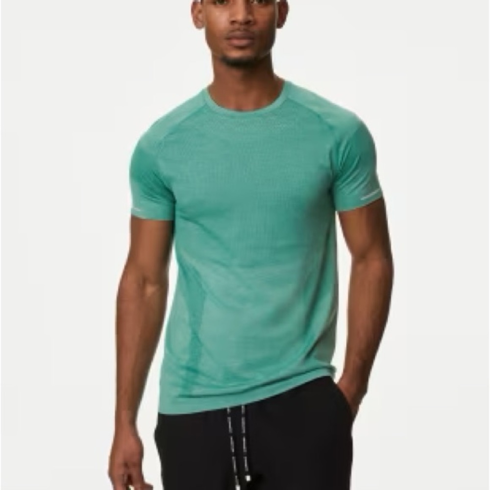 Men's Aqua Green Metal Vent Tech V-Neck (Small)